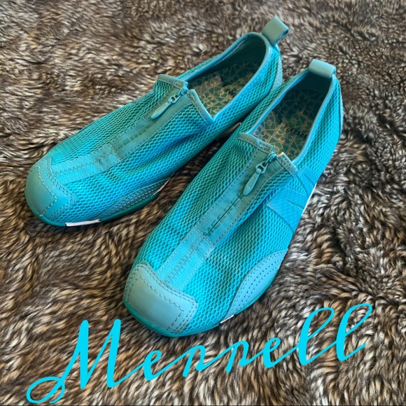 Merrell Shoes - MERRELL Leather Mesh Barrado Turquoise  Shoes
